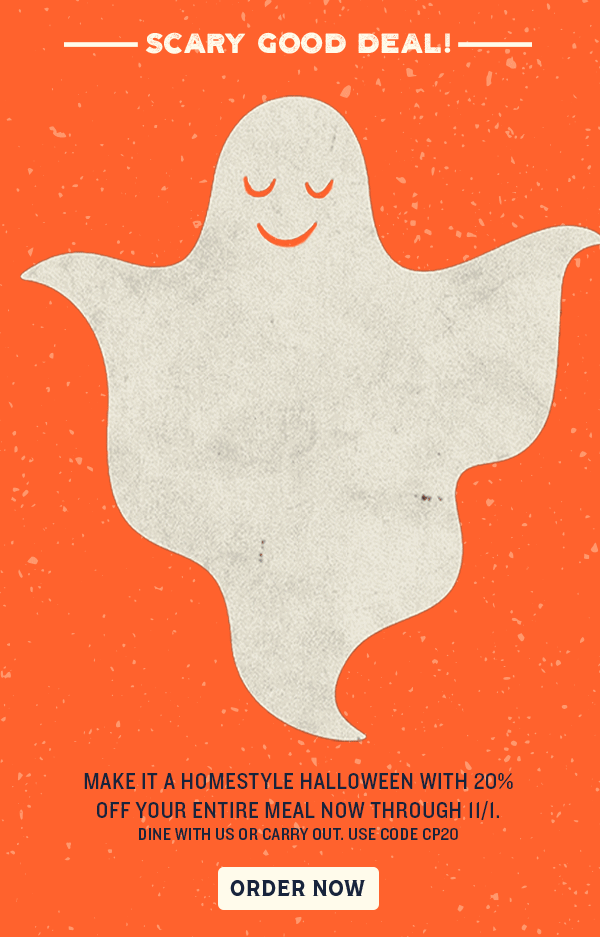 Trick or Treat Get 20 Off Now! 🎃👻 Cotton Patch Cafe