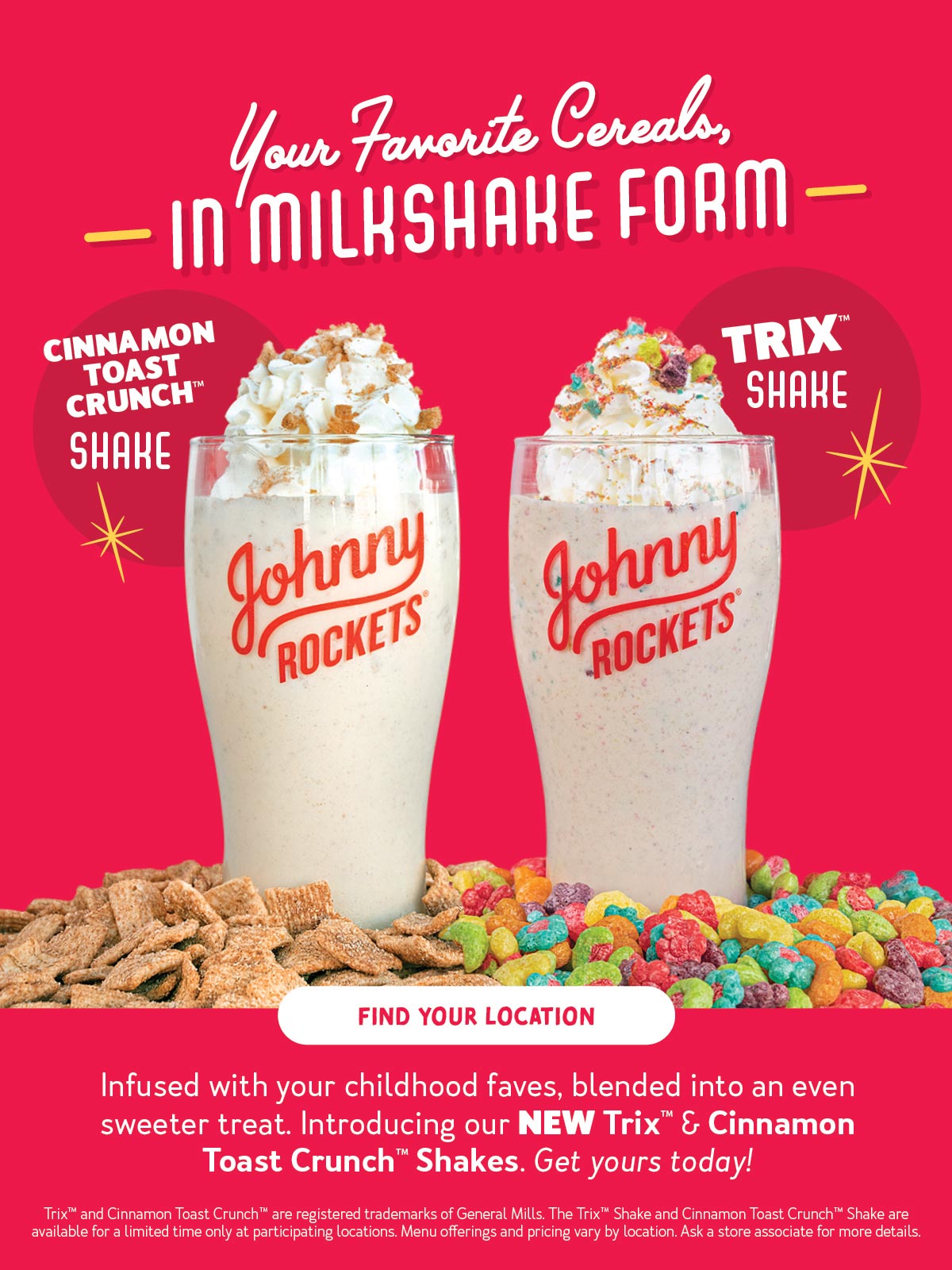 Try Our All-New Trix™ and Cinnamon Toast Crunch™ Shakes!