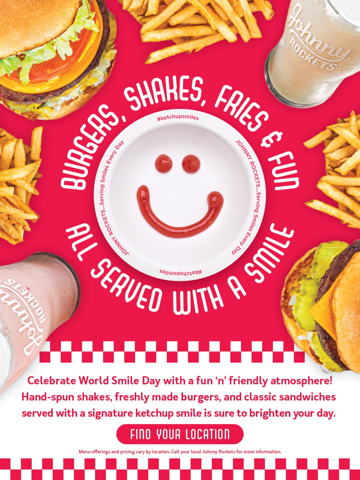 Celebrate World Smile Day With a Ketchup Smile at Johnny Rockets!