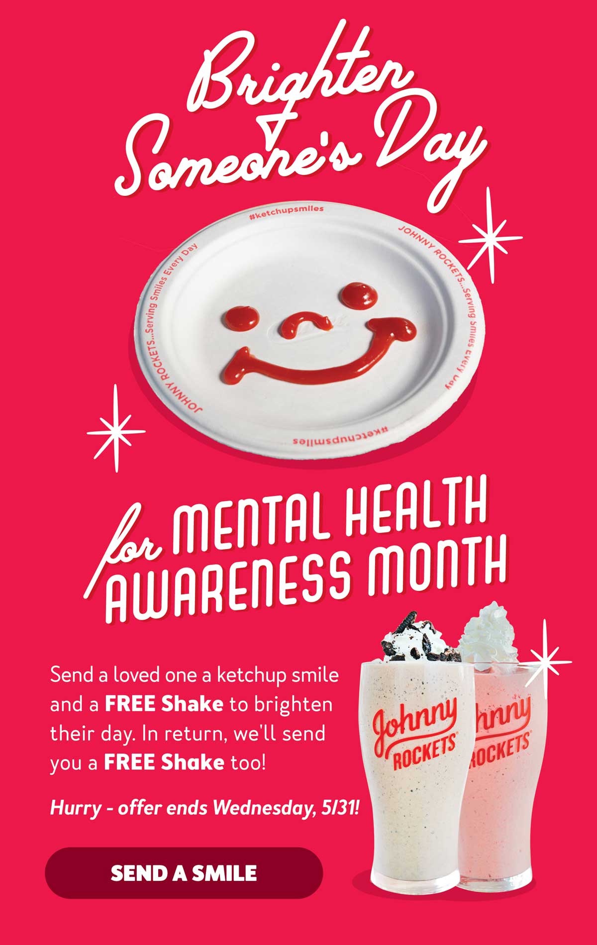 It's Mental Health Awareness Month! Send a Ketchup Smile and a Free Shake to a Friend