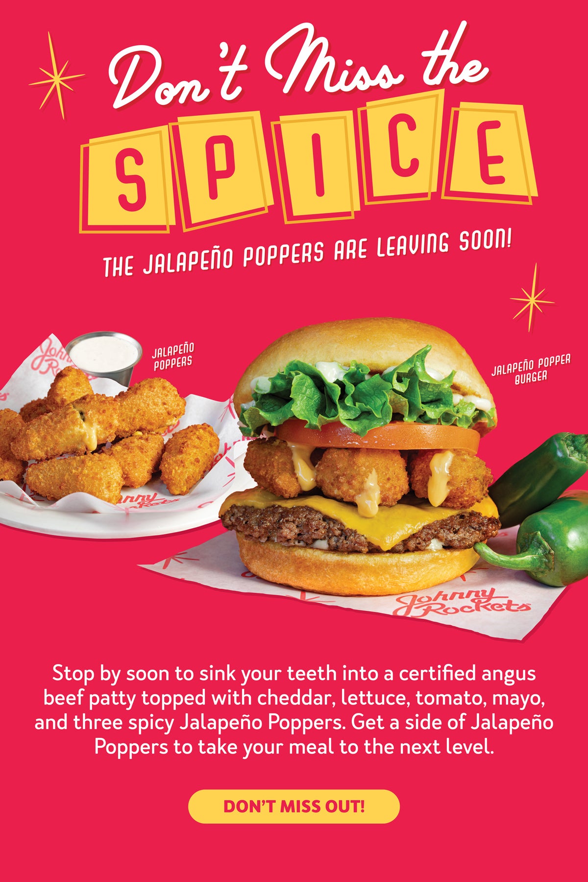 Try Our Jalapeo Popper Burger and Jalapeo Poppers - available for a limited time only!