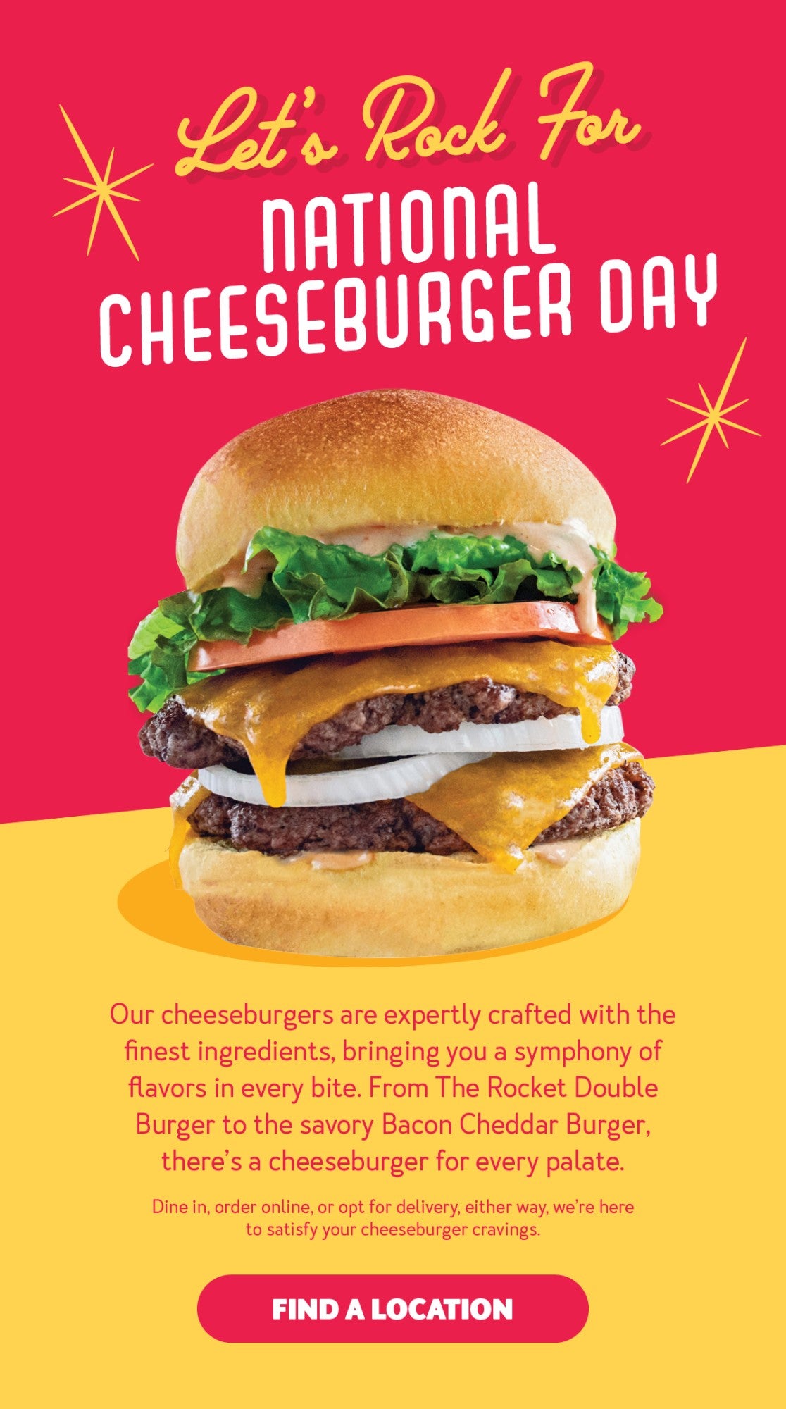 Celebrate National Cheeseburger Day with us!