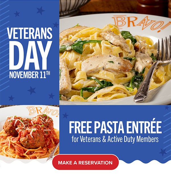 Our Way of Saying Thank You To Veterans FREE Pasta! Bravo