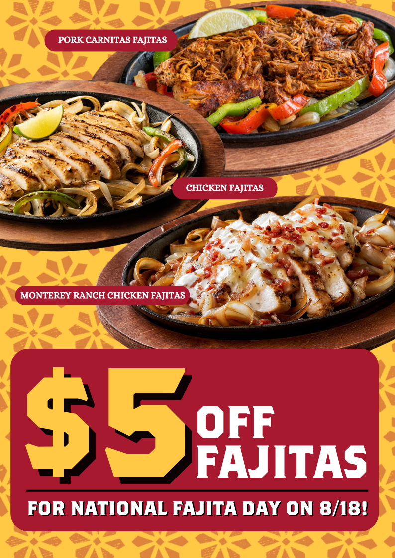 Join Us On National Fajita Day for 5 Off Fajitas! On The Border