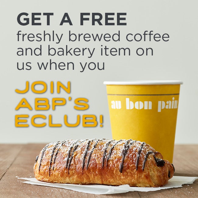 Get a free freshly brewed coffee and bakery item on us when you join ABP's eclub!