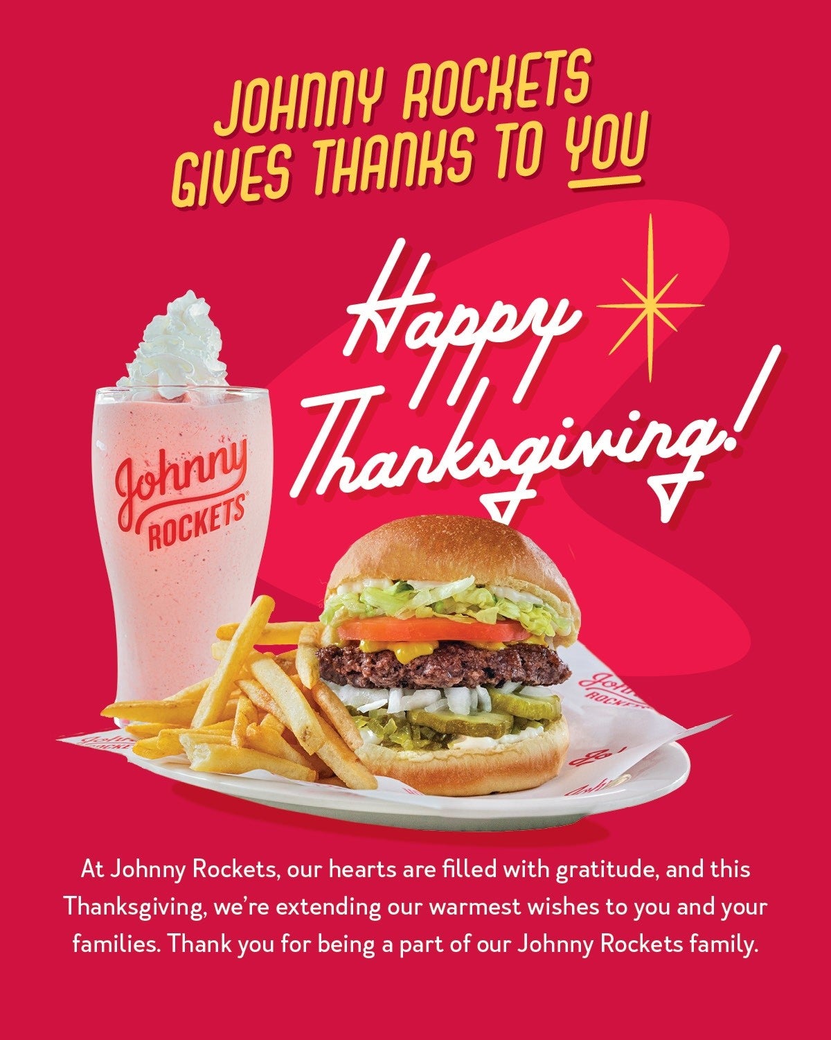 Happy Thanksgiving from the Johnny Rockets Family to You